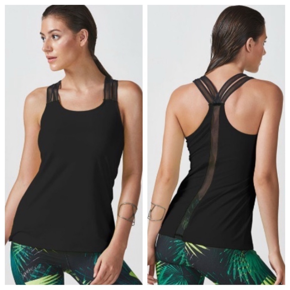 Black Mesh Racerback Women's Top - Picture 1 of 7
